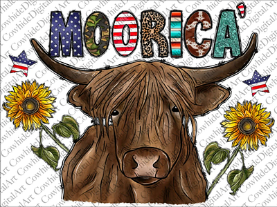 American Png File,4th of July, Moorica cow, American Flag PNG