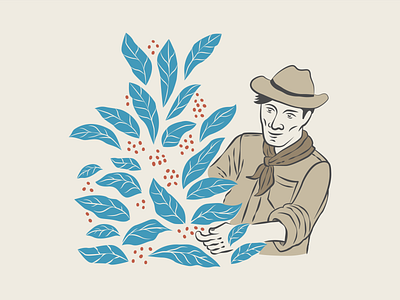 Coffee Handpick Harvesting coffee farmer illustration