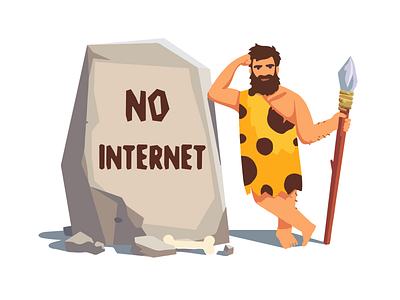 No Internet Conenction branding design error 404 flat illustration no internet stone age vector
