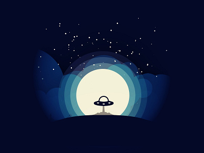 Lift Off clouds design flat illustration silhouette space ship vector