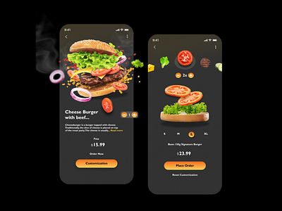 Burger App Design 3d animation app branding design graphic design illustration logo motion graphics typography ui ux vector