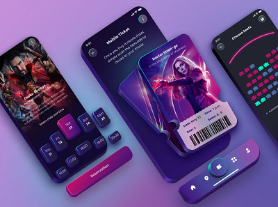 Movie Ticketing App Design 3d animation app branding design graphic design illustration logo motion graphics typography ui ux vector