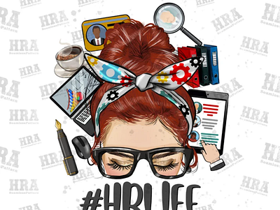 Redhead Messy Bun Human Resources Life PNG Sublimation 3d animation app branding design graphic design illustration logo motion graphics ui vector