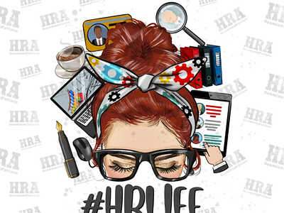 Redhead Messy Bun Human Resources Life PNG Sublimation