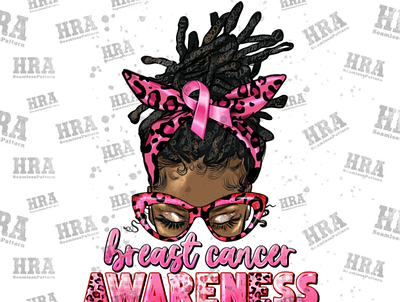 Breast Cancer Awareness Afro Messy Locs Bun Png Sublimation 3d animation app branding design graphic design illustration logo motion graphics ui vector