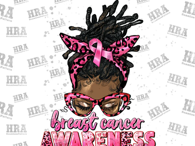 Breast Cancer Awareness Afro Messy Locs Bun Png Sublimation