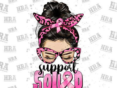 Messy Bun Breast Cancer Support Squad Png Sublimation Design 3d animation app branding design graphic design illustration logo motion graphics ui vector