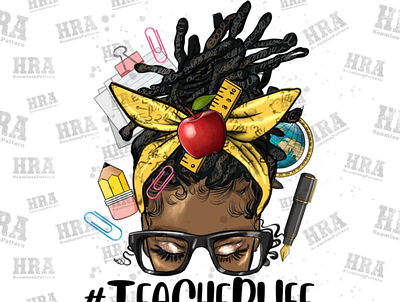 Afro Messy Locs Bun Teacher Life Png Sublimation Design 3d animation app branding design graphic design illustration logo motion graphics ui vector