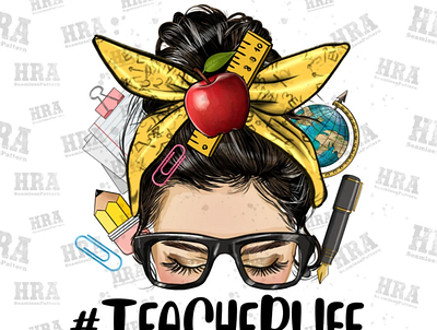 Messy Bun Teacher Life Png Sublimation Design 3d animation app branding design graphic design illustration logo ui vector