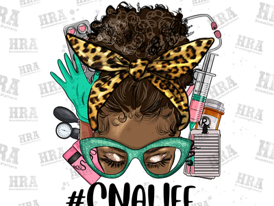 Afro Messy Bun Cna Life Png Sublimation Design