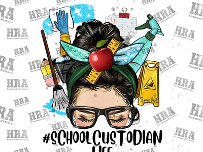 Messy Bun School Custodian Life Png Sublimation Design