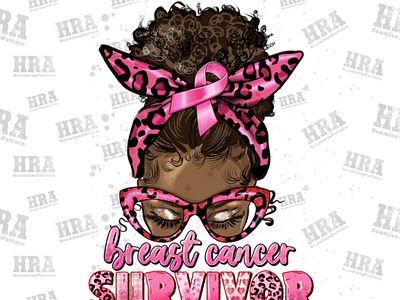 Breast Cancer Survivor Afro Messy Bun Png Sublimation
