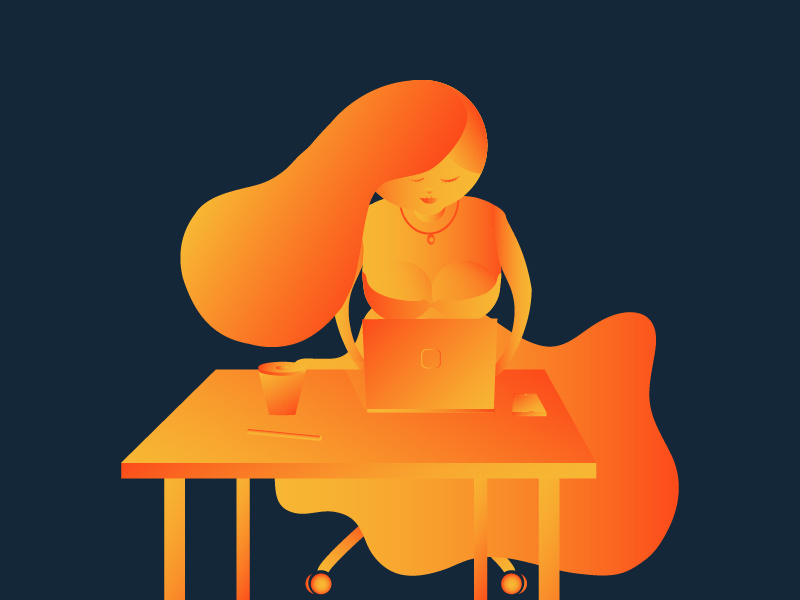 Gradient Girl! girldeisgn creative girldesigner yellow orange officeplace girlillustration girl gradient