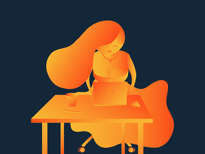Gradient Girl! creative girl girldeisgn girldesigner girlillustration gradient officeplace orange yellow