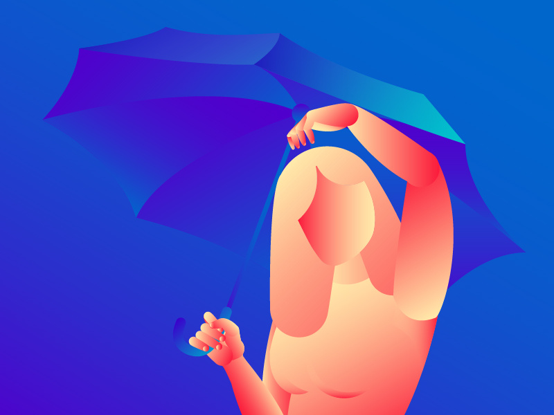 Gradient Girl 2! simpleillustration girldeisgn creative girldesigner bluegradient umberlla girlillustration girl gradient