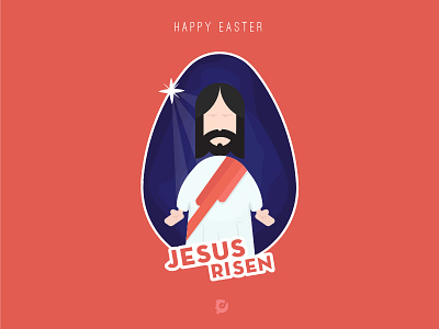 Happy Easter! character happyeaster christianfeast creative dribblesticker easterdesign jesuschrist jesusillustaration jesusrisen reborn