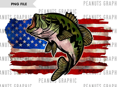 US Bass Fish PNG Sublimation Design, American Flag 3d animation app branding design graphic design illustration logo motion graphics typography ui ux vector