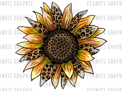 Sunflower Leopard Cheetah PNG Sublimation