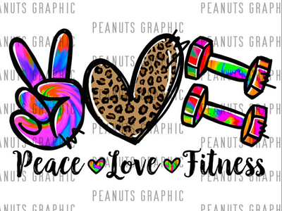 Peace love Fitness PNG, Workout, Gym