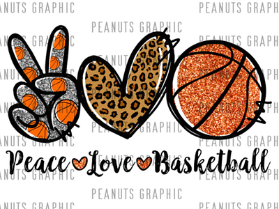 Peace Love Basketball PNG, Sublimation Design