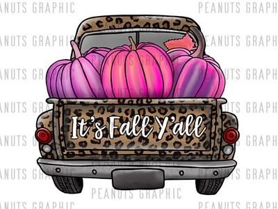 Vintage Truck, It's Fall Y'all Cheetah Sublimation Design