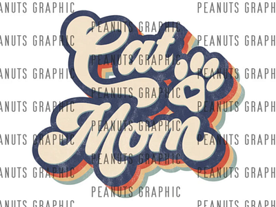 Retro Cat Mom PNG Sublimation Design, vintage