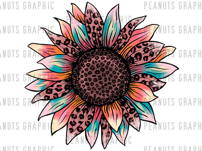 Sunflower Leopard Cheetah PNG Sublimation, Orange