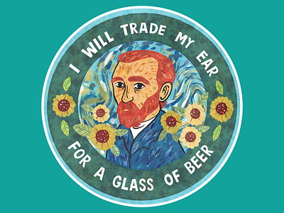 Liquor-Loving Vincent coaster design illustration painter procreate van gogh vincent van gogh