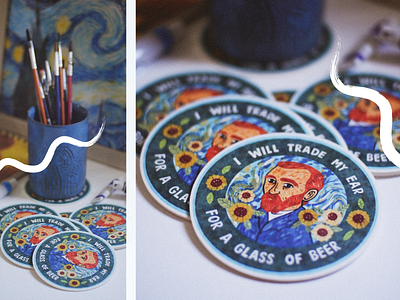 Trade my Ear coaster procreate stickermule vangogh vincent van gogh