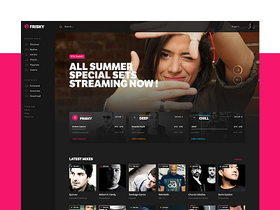 Frisky Redisgn artistique concept design direction music redesign ui website