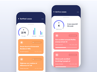 Insurance case listing UI concept