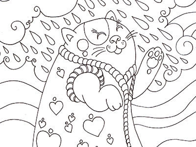 Cat cat illustration ink love outline sky