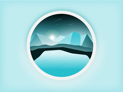 Mountains badge gradient illustration