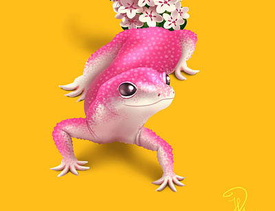 Flower power gekko animal cute digitalart fantasy flowers gekko illustration nature surrealism