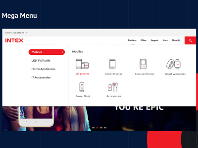 Mega Menu for Intex Website mega menu menus multi purpose menu products list ux ui ux web webdesign