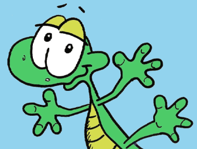 Guillermo The Stunt Gecko cartoon gecko original