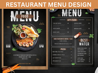 Restaurant menu design, food menu design custom menu design design food menu design graphic design illustration menu design restaurant menu deisgn