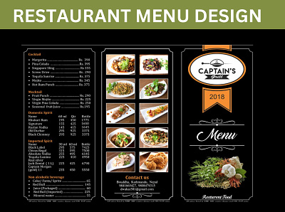 Restaurant menu design, food menu design branding design illustration instagram post design vector