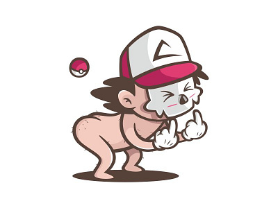 Gotta f**k 'em all - Ash Ketchum ( Pokemon ) ash character illustration mascot nude pokemon vector