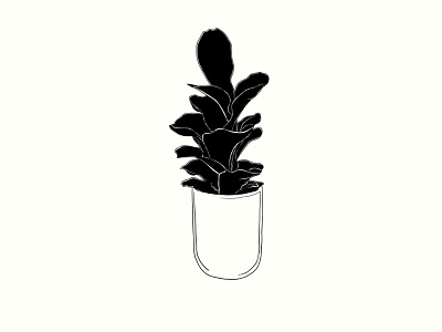 my office plant next step art artrage black white bureau digital digital 2d illustration office plant pott rebelle sketch