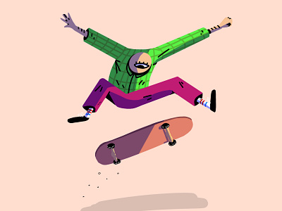 DO A KICKFLIP character characterdesign design eyeball flat flatdesign illustration minimal photoshop skate skateboard