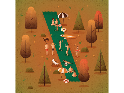 TBWA autumn beach design dog fall forest illustration leaves people sunny day tbwa vector vector art