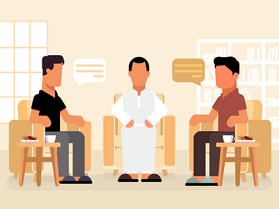 Deep conversation characters illustration sitting room talk