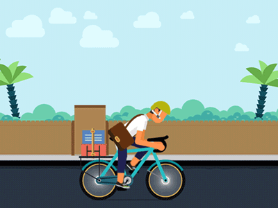 Bike messenger bike cycle delivery gif illustration road bike