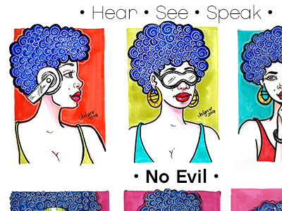 Sanzaru hear no evil illustration see no evil speak no evil triptych