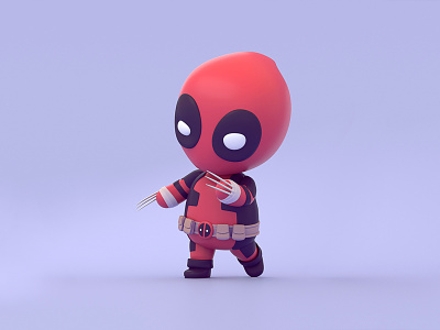 Chibi Deadpool 3D (2022) 3d arnold creative cute deadpool design illustration kavizo maya render wolverine xmen