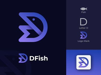 D+Fish logo design! 3d animation app art behance branding design dfish fishlogo graphic design illustration letter d logo logodesign logoinspiration logos ui vector