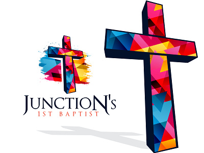 Junction's Baptist Logo branding colorful cross design graphic design icon illustration logo spiritual typography vector