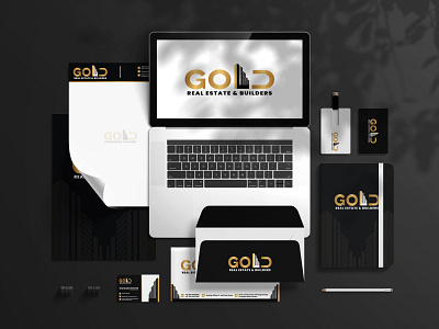 Gold Real Estate Stationery branding design graphic design illustration stationery vector