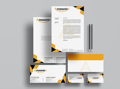 Amazonics Solutions Stationery branding design graphic design illustration stationery vector